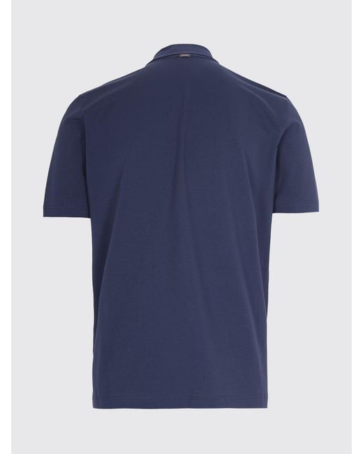 Herno Blue Short-Sleeved Cotton Polo Shirt With Classic Three-Button Collar for men