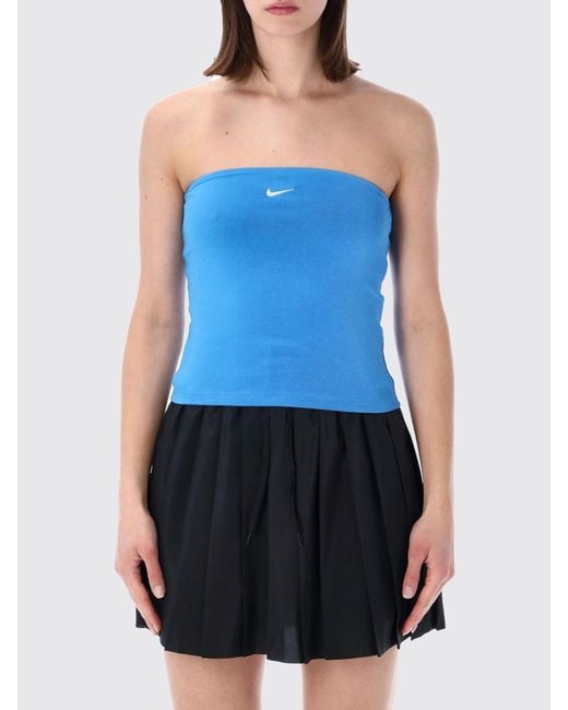 Nike Blue Slim-Fit Bandeau Top
