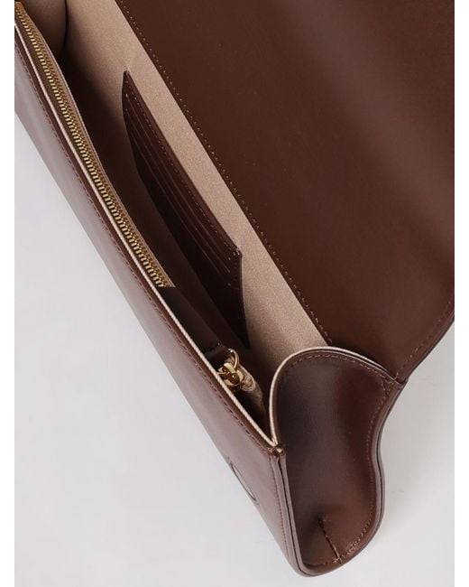 Elisabetta Franchi Brown Leather Clutch With Embossed Logo