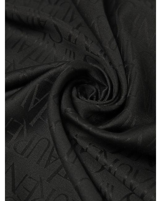 Saint Laurent Black Silk Blend Scarf With Jacquard Logo
