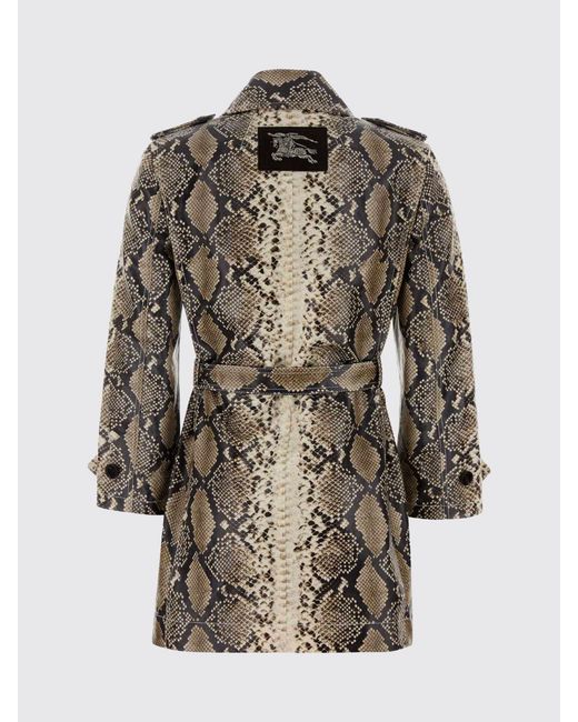 Burberry Natural Python-Print Cropped Single-Breasted Trench Coat