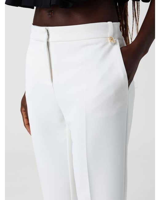 Elisabetta Franchi White Crêpe Cropped Pants