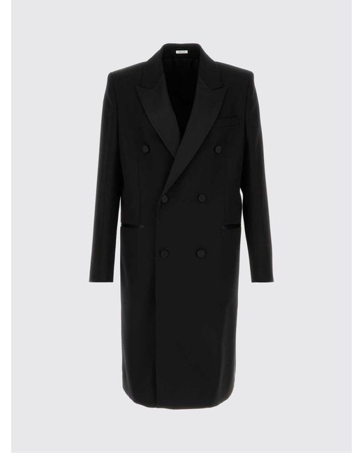 McQueen Blue Double-Breasted Wool Coat for men