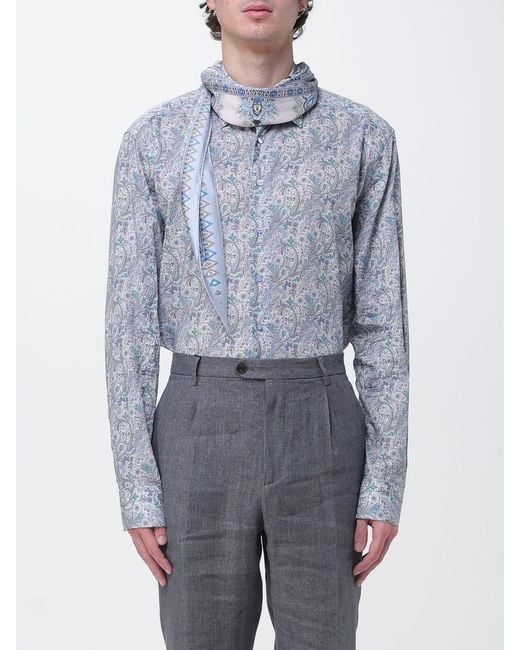 Etro Blue Silk Foulard With Paisley Print for men