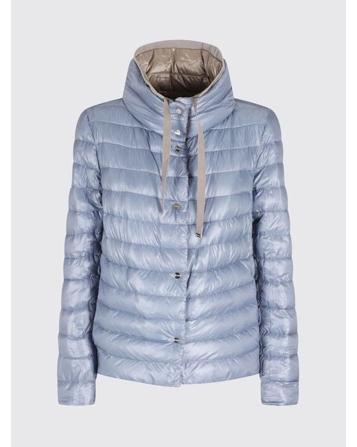 Herno Blue Short Reversible Quilted Ultra-Light Nylon Down Jacket