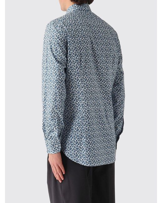 Etro Blue Cotton Shirt With Paisley Print for men