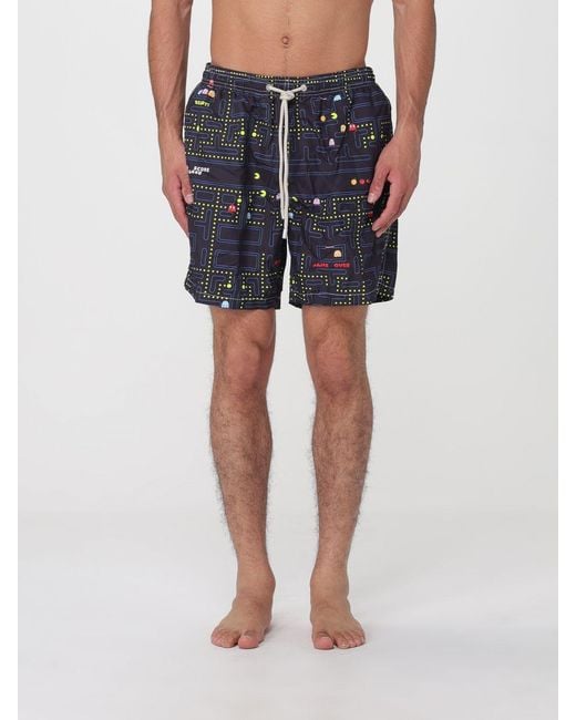 Mc2 Saint Barth Blue Graphic Print Polyester Swim Shorts for men