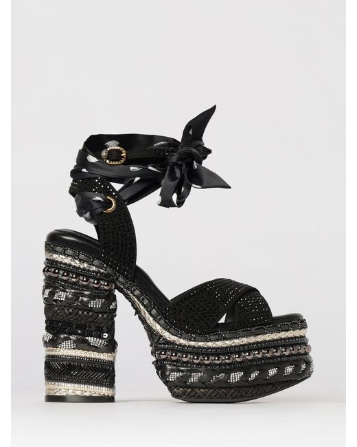 Kurt Geiger Black Chelsea Scarf Platform Wedge Sandal