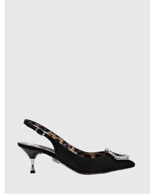Philipp Plein Black Satin Slingbacks With A Jewel Buckle And Mid Heel