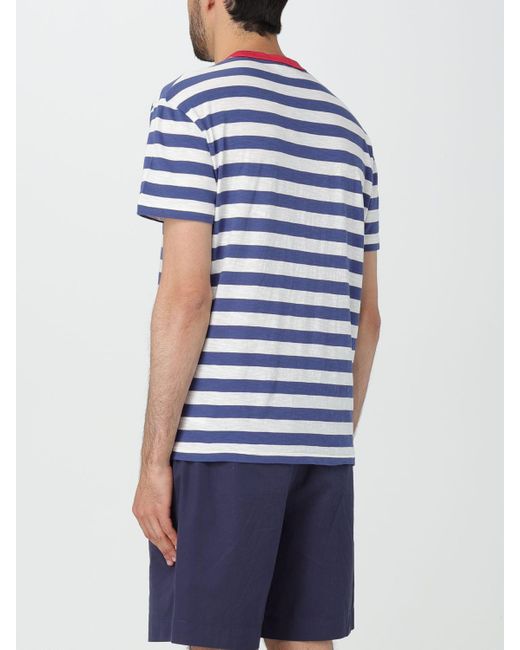 T-shirt in cotone con motivo a righe di Polo Ralph Lauren in Blue da Uomo