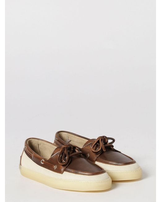 COPENHAGEN Natural Paia Leather And Cotton Canvas Boat Loafers