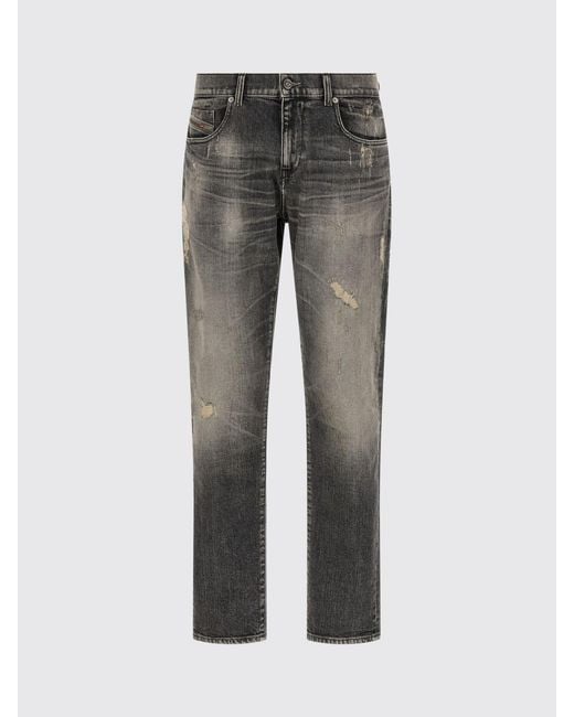 DIESEL Gray D-Strukt Slim Fit 5-Pocket Stretch Denim Jeans With Worn Effect for men