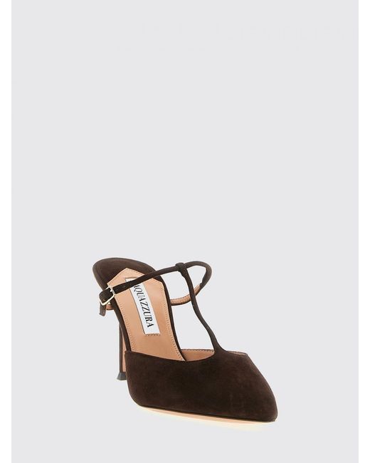 Aquazzura Brown Sorbonne Suede Mules