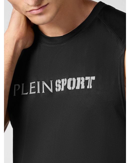 Philipp Plein Black Printed Polyester Tank Top for men