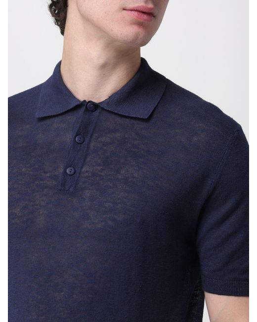 Blauer Blue Linen And Cotton Polo Shirt for men