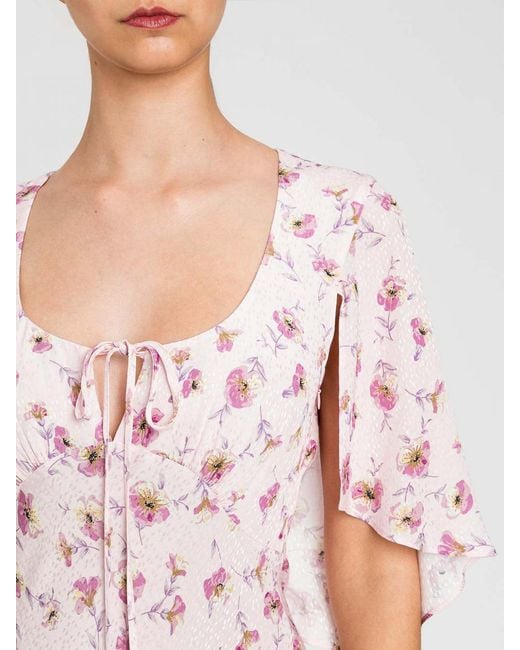 Twinset Pink Long Viscose Dress With Floral Print