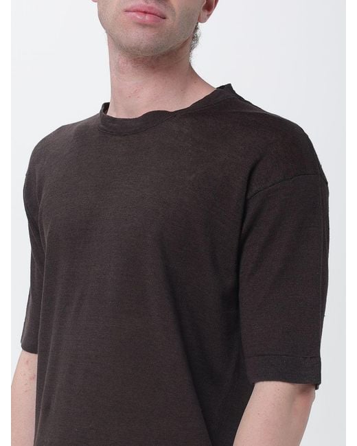 Kangra Black Linen Crew Neck Knitwear for men