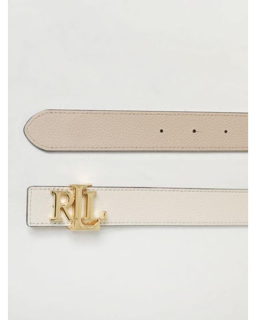 Cintura reversibile in pelle a grana di Lauren by Ralph Lauren in Natural