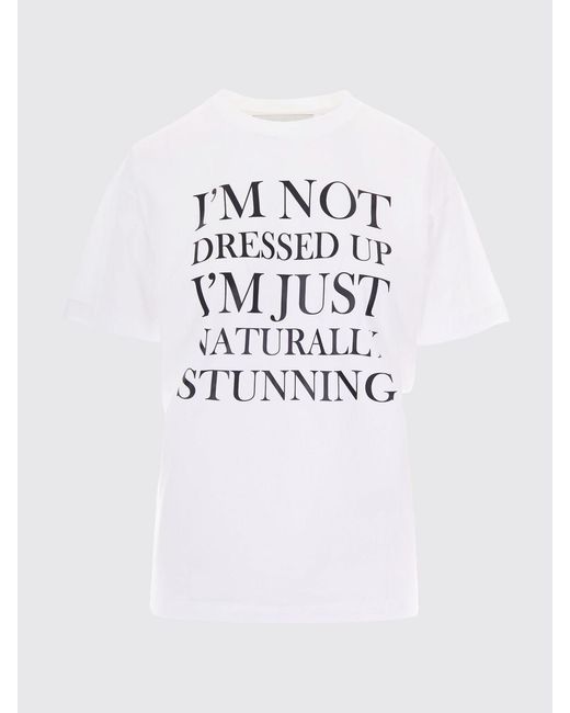 Elisabetta Franchi White Cotton T-Shirt With Slogan Print And Back Logo