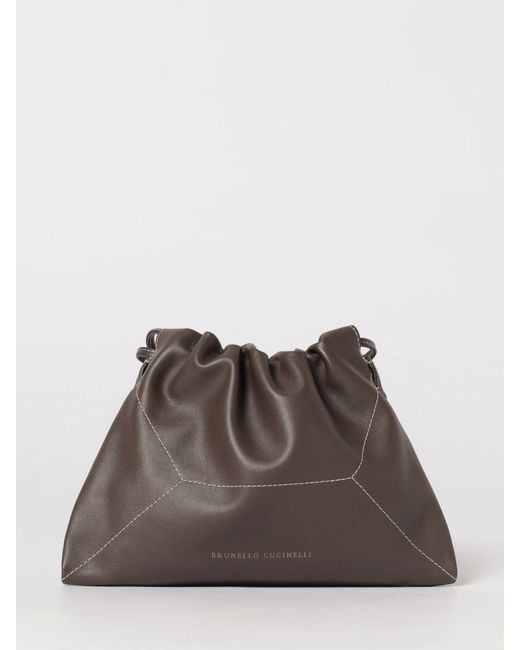Brunello Cucinelli Brown Smooth Calfskin Bucket Bag