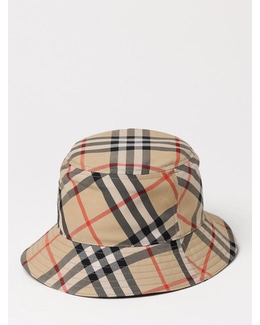 Burberry Natural Canvas Hat With Vintage Check Jacquard