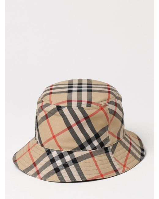 Burberry Natural Canvas Hat With Vintage Check Jacquard