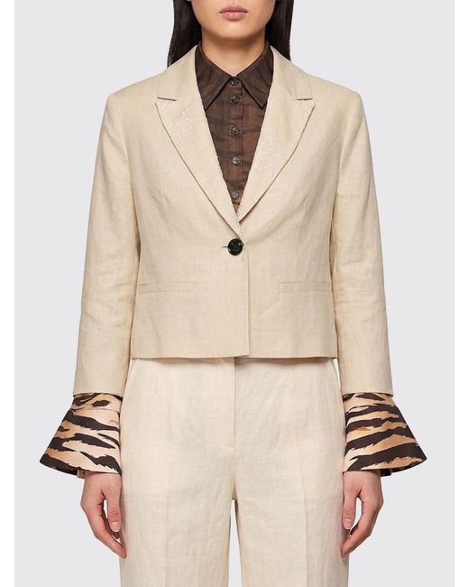 Pinko Natural Single Breasted Linen Blazer