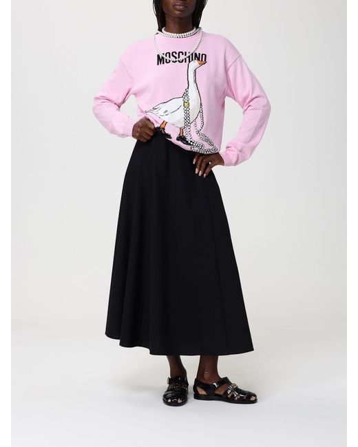 Moschino Couture Pink Cotton Sweater With Graphic
