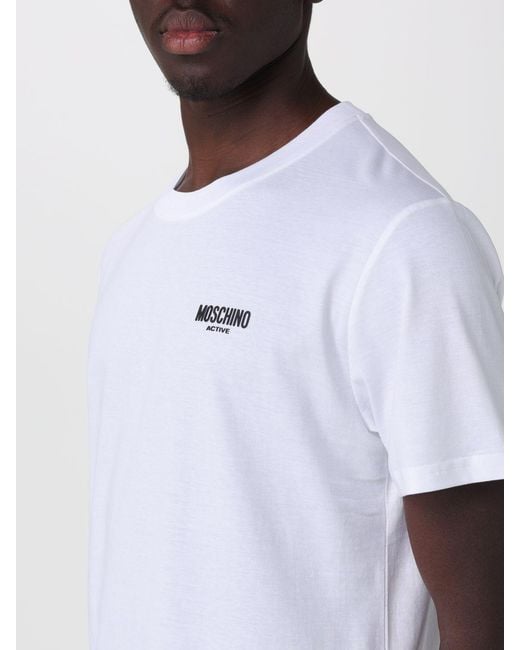 Moschino White Cotton Crew Neck T-Shirt With Contrast Logo for men