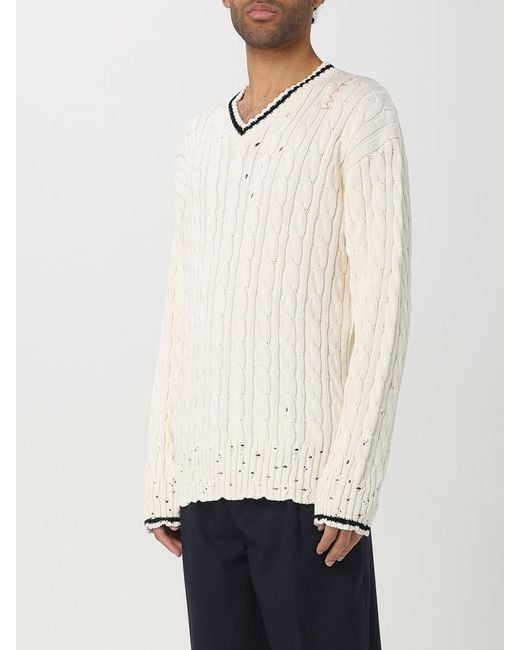 Marni Natural Cable Knit Distressed Sweater for men