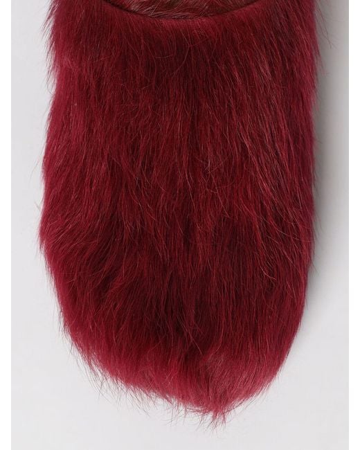 Marni Red Calf Hair Mules