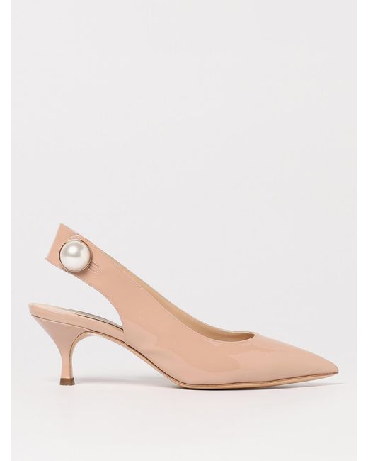 Casadei Pink Slingback Pump Kitten Heel Pearl Detail