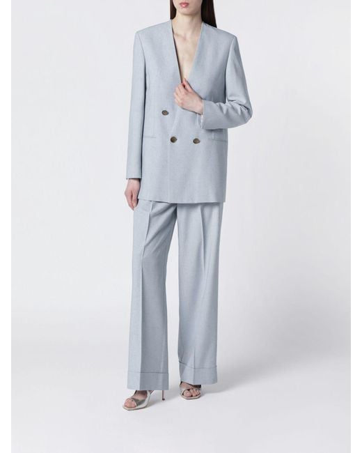 Alberta Ferretti Blue Tailored Silk Blend Trousers