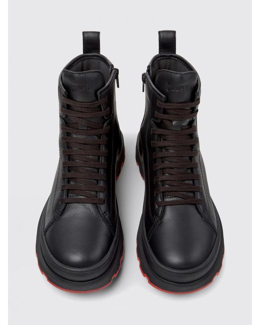 Camper Black Brutus+ Leather Ankle Boot