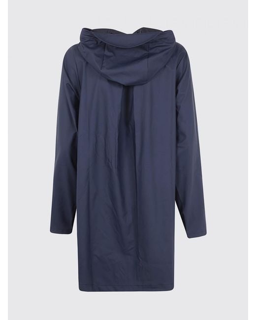Rains Blue Hooded Waterproof Polyester Raincoat