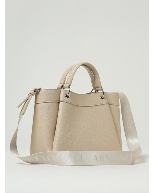 Borsa Shopping A Mano Con Logo di ARMANI EXCHANGE in Natural