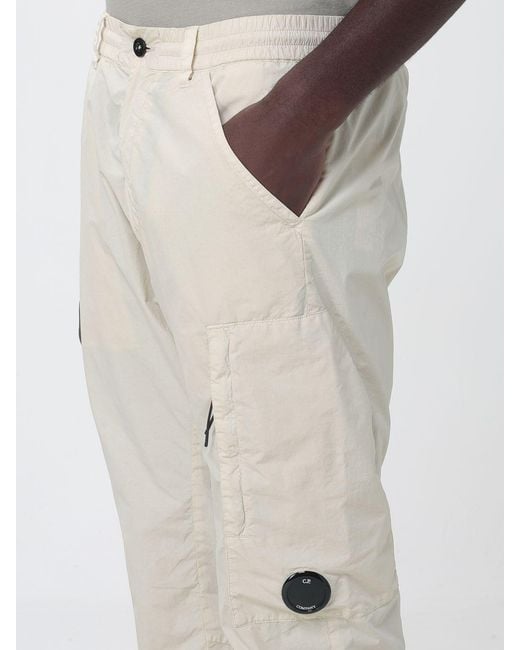 C P Company White Technical Fabric Cargo Pants for men