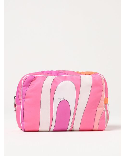 Emilio Pucci Pink Marmo Beauty Case In Printed Nylon