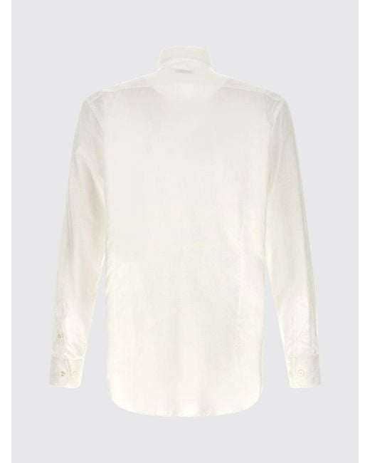 Etro White Cotton Shirt With Paisley Print for men