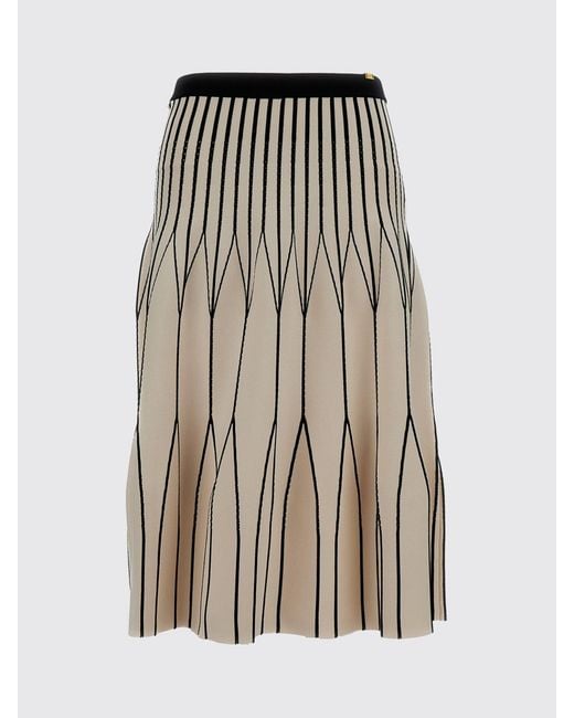 Elisabetta Franchi Natural Two Tone Viscose Knit Skirt