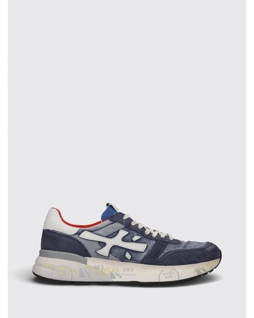 Premiata Blue Mick Suede And Nylon Sneakers for men