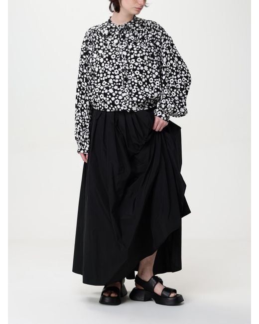 Marni Black Floral Print Blouse Long Sleeves Loose Fit