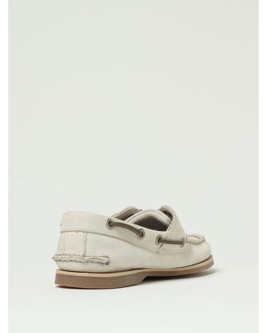 Timberland Natural Classic Leather Boat Shoes With Handsewn Construction And Functional Lacing for men