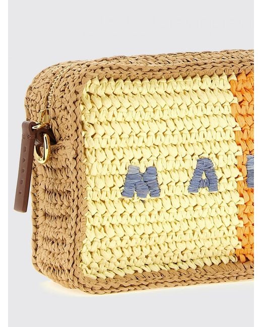 Marni Seaside Raffia Bag With Embroidered Logo