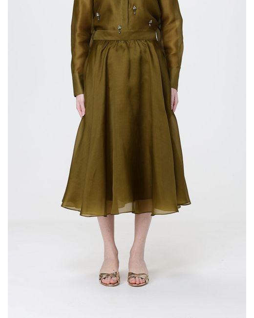 Max Mara Green Silk Organza Skirt