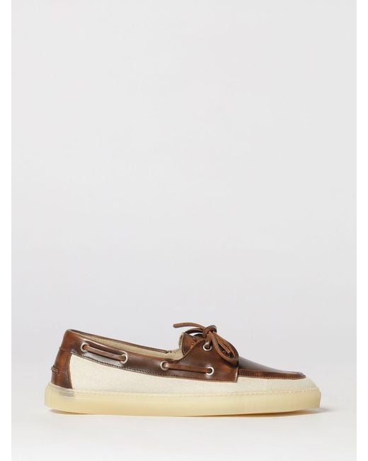 COPENHAGEN Natural Paia Leather And Cotton Canvas Boat Loafers