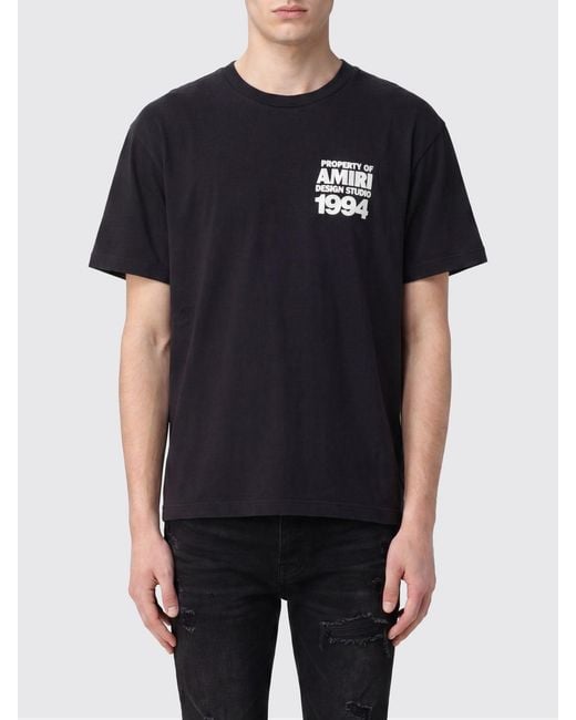 Amiri Black Contrasting Logo Cotton T-Shirt With Dropped Shoulders for men