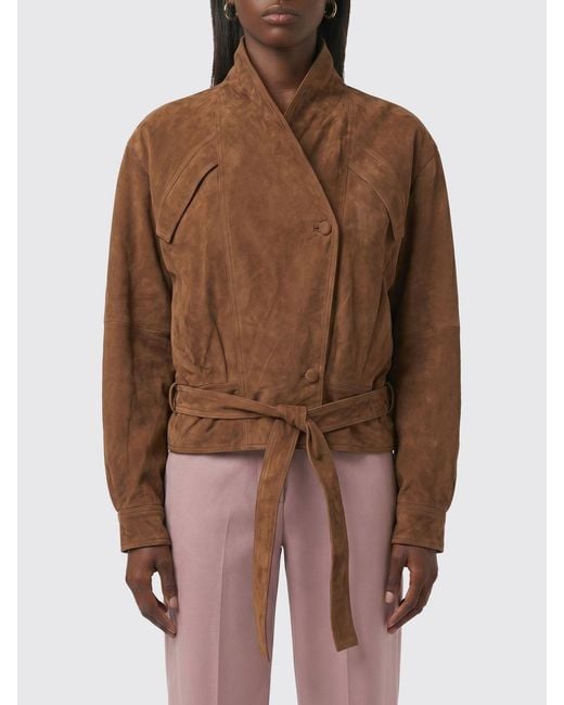 ROTATE BIRGER CHRISTENSEN Brown Suede Leather Jacket