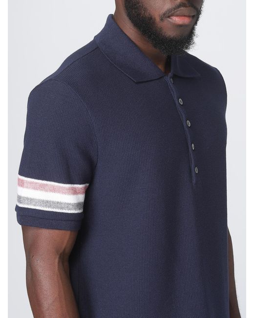 Thom Browne Blue Polo Shirt In Cotton for men