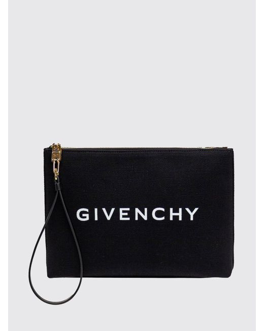 Clutch in canvas di cotone con stampa logo di Givenchy in Black